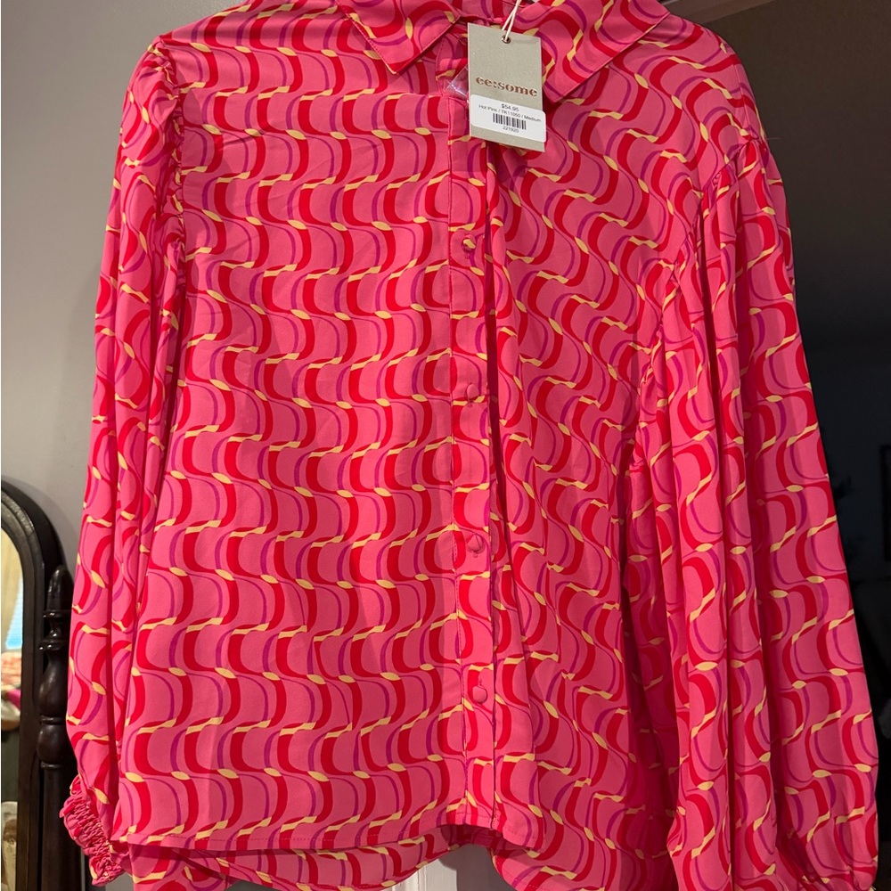 Eesome Vibrant Pink and Orange Blouse